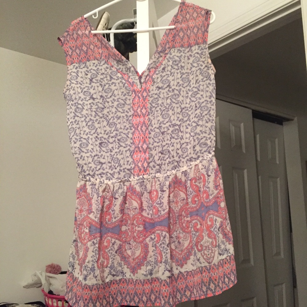 Multi colored/floral sleeveless long shirt/dress